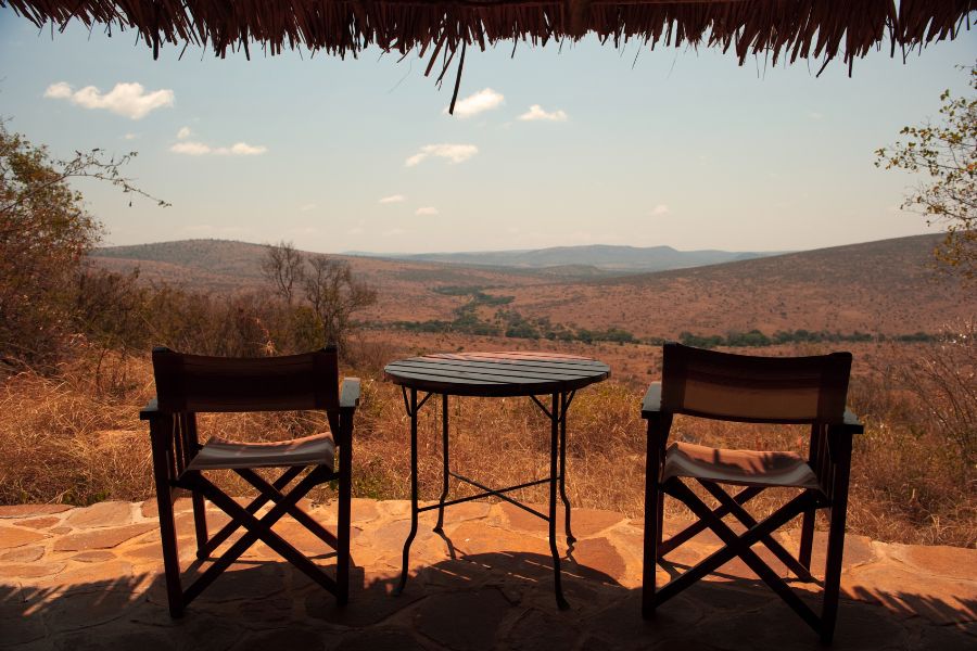 terrace with views and two chairs in Tanzania